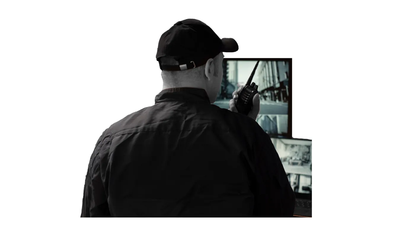 Operador del Centro de Control monitoreando cámaras de seguridad