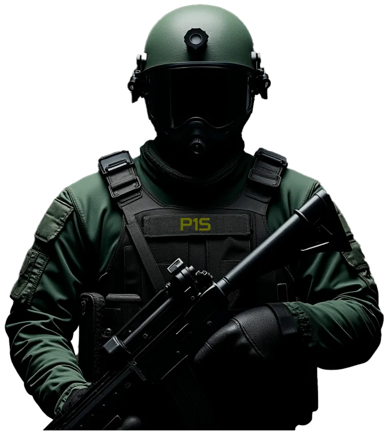 Operador táctico de P1S con equipo de seguridad